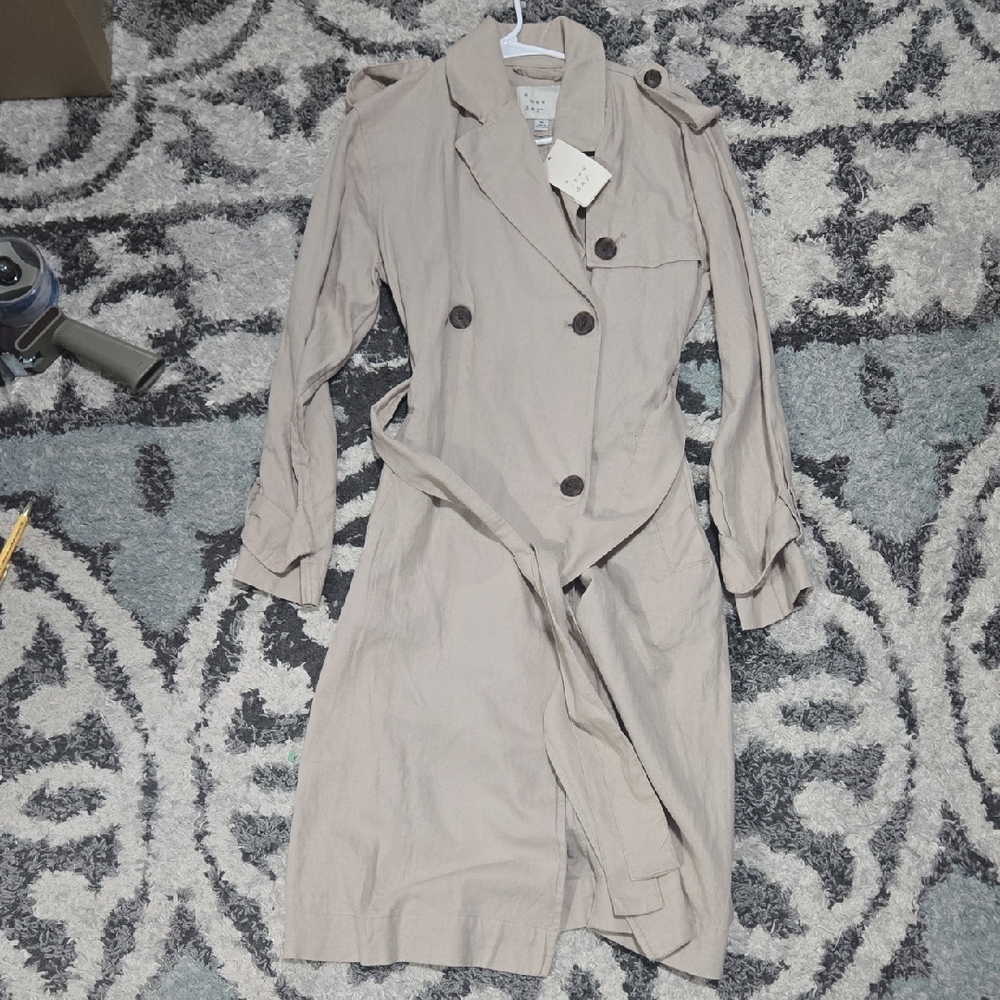 Light Beige Trench Coat - Double Breasted